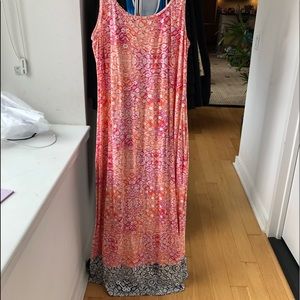 Tommy Bahama Pink/Orange/Black Maxi Sundress